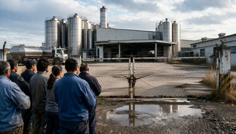 Cierre de una empresa láctea