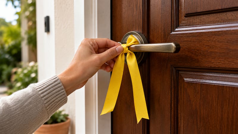 significado de la cinta amarilla en la puerta del hogar