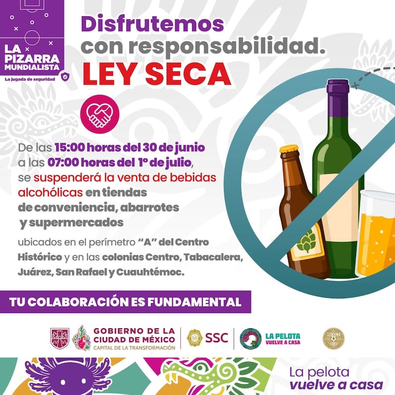 Ciudad de México comenzó a aplicar Ley Seca a partir del partido de México contra Chequia.