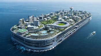 Construyen la ciudad flotante más grande del mundo: 80 mil personas, colegios, hoteles, parques y un estadio de fútbol