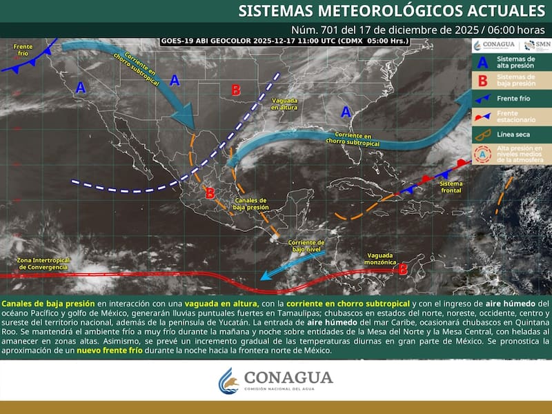 El pronóstico del tiempo para el miércoles 17 de diciembre. (Foto: Archivo).