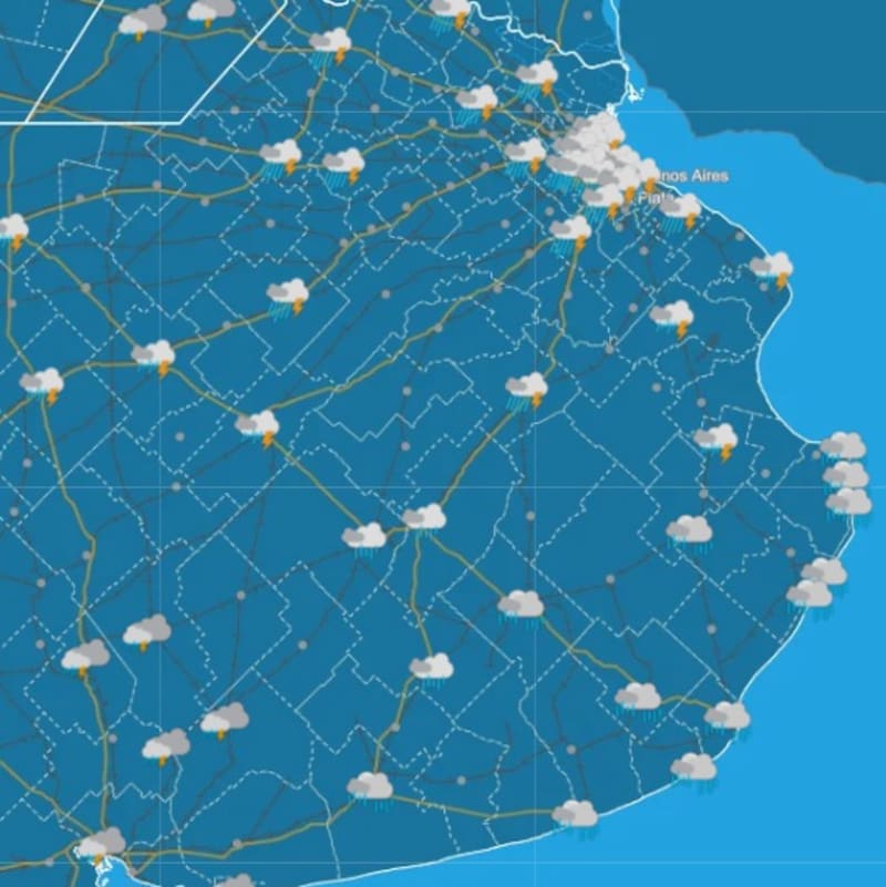 Se aproximan dos días de lluvias seguidas en Buenos Aires: fuertes vientos y actividad eléctrica en todas estas localidades.