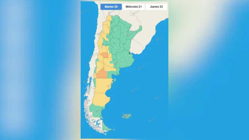 Las alertas meteorológicas emitidas por el SMN.