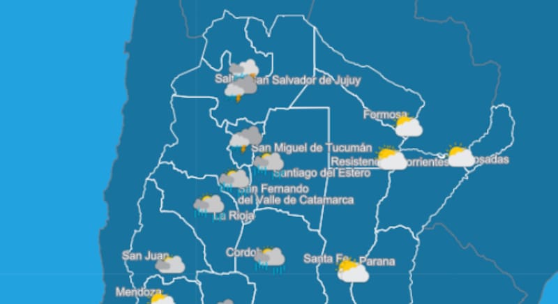 El pronóstico indica que habrá fuertes tormentas con viento en el NOA.