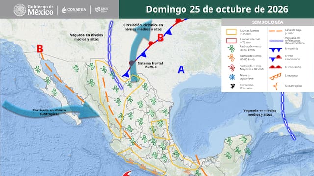 Pronóstico de clima para hoy domingo 25 de octubre: el SMN advierte por fuertes lluvias, descargas eléctricas y caída de granizo