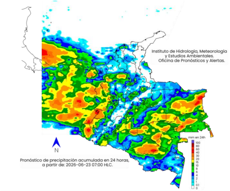 Las condiciones meteorológicas comenzarán a mostrar una mejoría en buena parte de Colombia este martes 23 de junio.