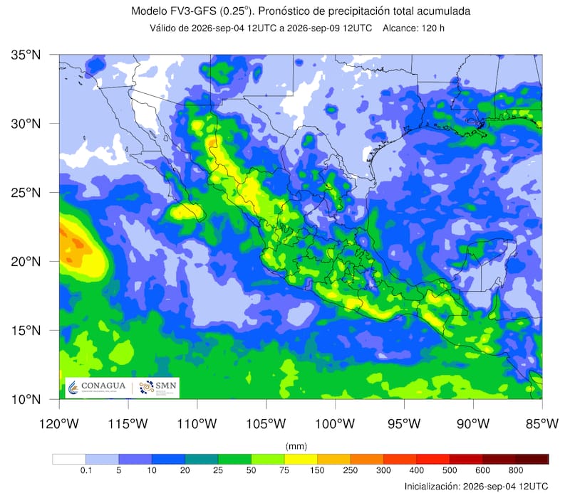 El tiempo en México esta mañana, domingo 6 de septiembre: más lluvia y temperaturas más bajas.