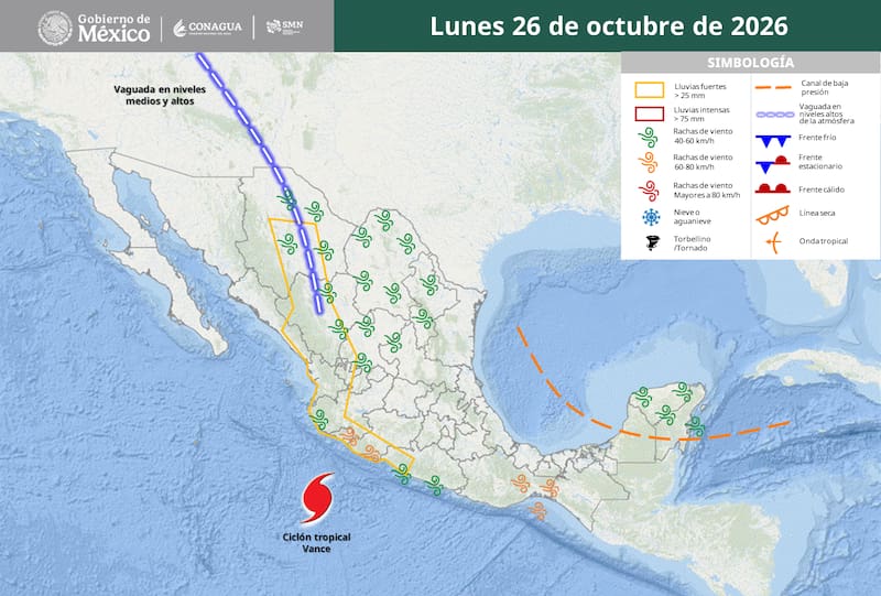 Las lluvias fuertes a intensas podrían estar acompañadas de descargas eléctricas, fuertes rachas de viento y caída de granizo.