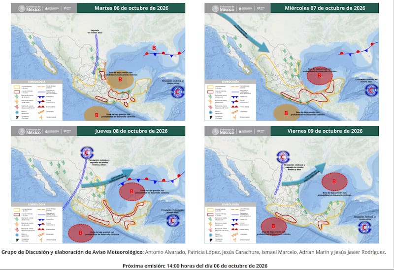 "Las lluvias fuertes, muy fuertes, intensas y torrenciales podrían estar acompañadas con descargas eléctricas, rachas de viento y caída de granizo, además de originar incremento en los niveles de ríos y arroyos, deslaves, encharcamientos e inundaciones en zonas bajas. Las rachas fuertes de viento podrían derribar árboles y anuncios publicitarios", agregó el SMN.