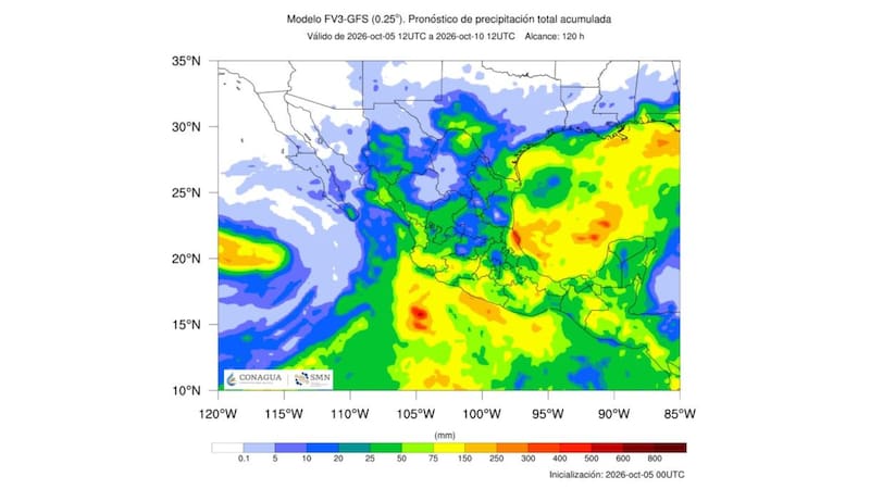 Las precipitaciones estarán acompañadas de descargas eléctricas, granizo y rachas de viento de hasta 70 km/h en costas.
