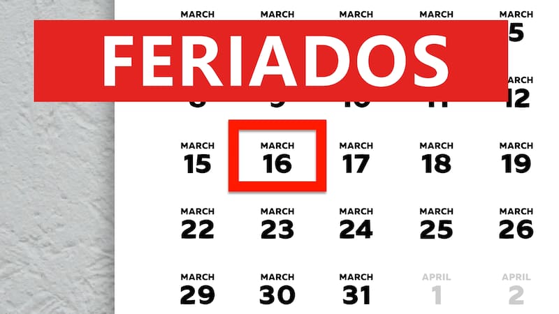 Close-up of the date March 16th marked with a red cursor on the wall calendar 2026
