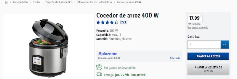 Este nuevo electrodoméstico de Lidl cocina el arroz sin que se pegue.