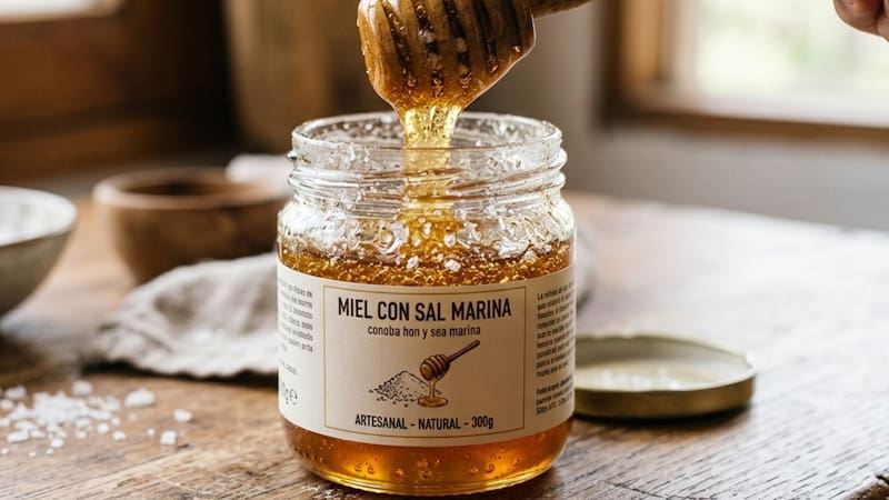 Combinación de miel con sal marina