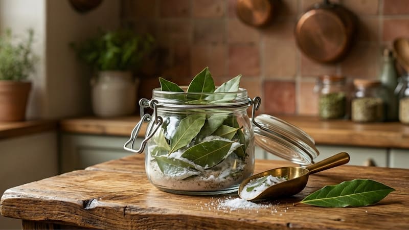 Cómo preparar la mezcla de laurel y bicarbonato de sodio.
