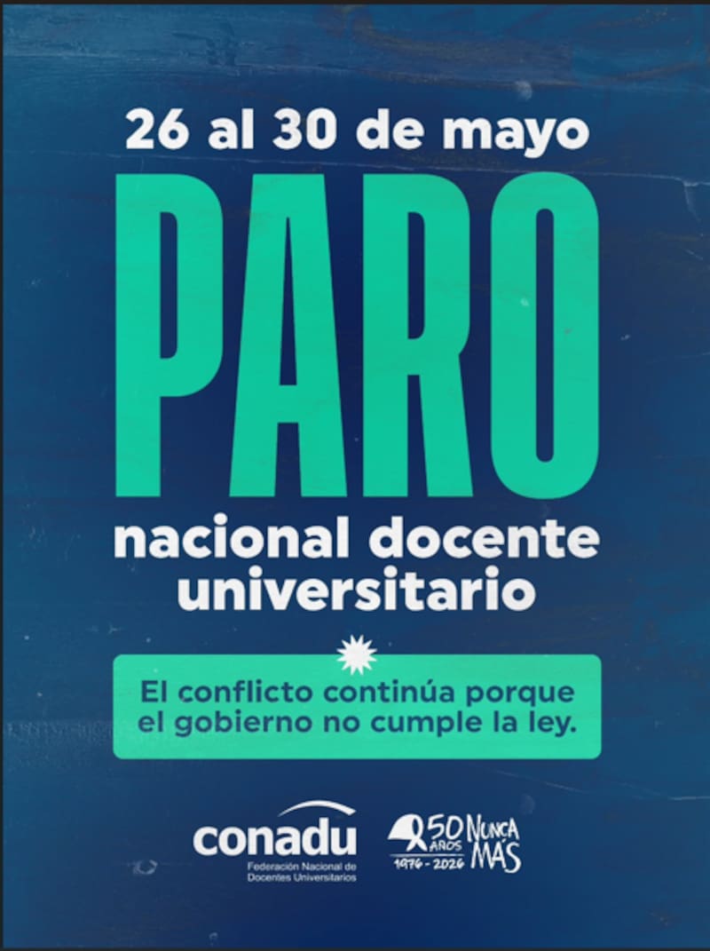 CONADU oficializó la medida de fuerza a través de un comunicado publicado en sus redes sociales.