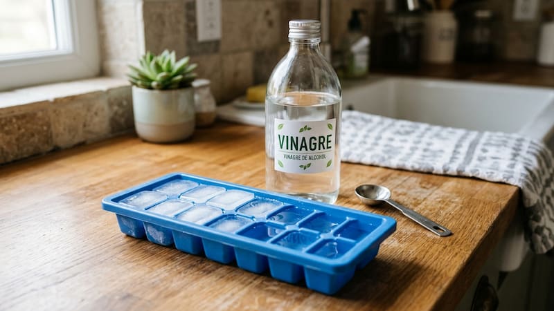 Congelar cubitos de hielo y vinagre.