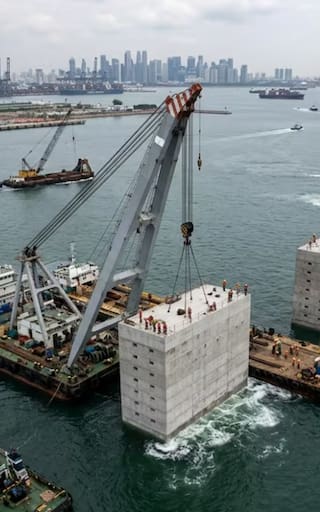 Construyen una “ciudad” sobre el mar para crear el puerto más avanzado del mundo: tendrá 66 muelles y será del tamaño de 3000 canchas de fútbol