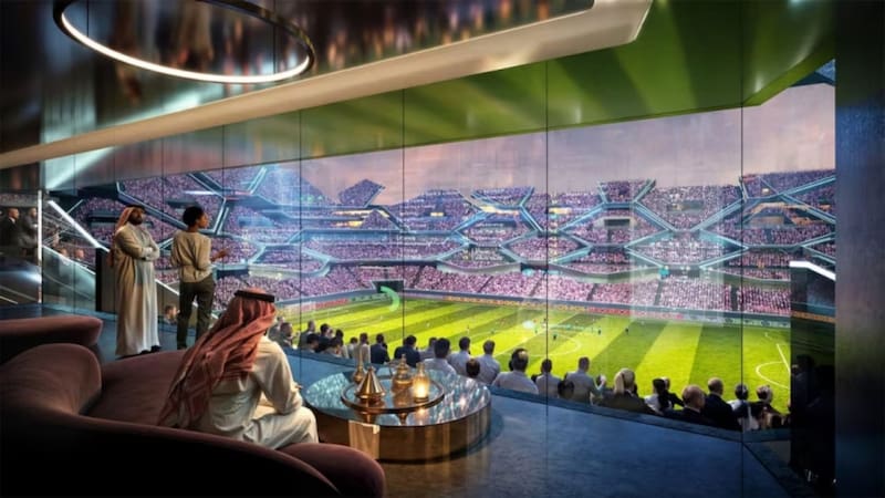 Construirán el estadio del siglo para el Mundial 2034: estará suspendido en el cielo a 350 metros y en pleno desierto