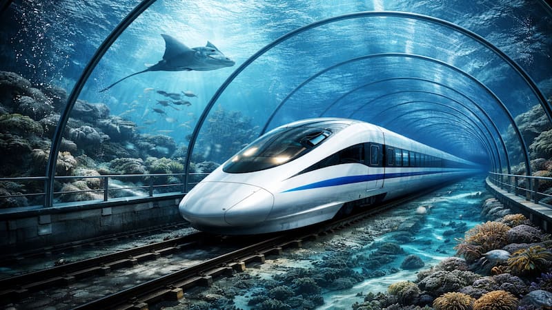 Construyen el tren submarino de alta velocidad más largo del mundo: irá debajo del océano y conectará dos continentes en minutos