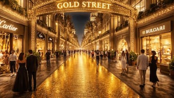 Construyen una calle pavimentada de oro en el distrito más exclusivo del país: contará con más de 1000 tiendas de lujo