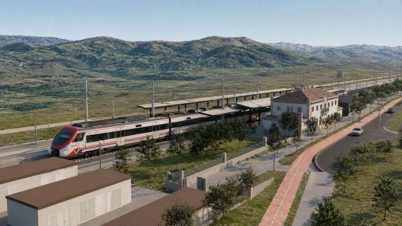 Construyen una nueva estación de trenes que conectará a un municipio con la capital del país. (Fuente: ChatGPT).