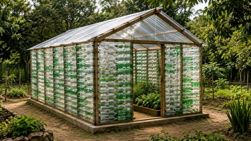 Construyeron un invernadero con basura: estudiantes levantaron una estructura para cultivar todo el año con solo 2000 botellas de plástico.