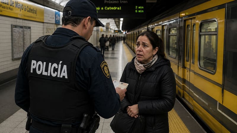 Control policial en los subtes.
