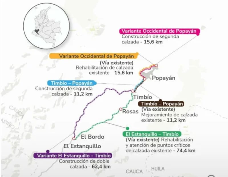 La inversión inicial para esta vía superará los 2,2 billones de pesos (Fuente: Agencia Nacional de Infraestructura).