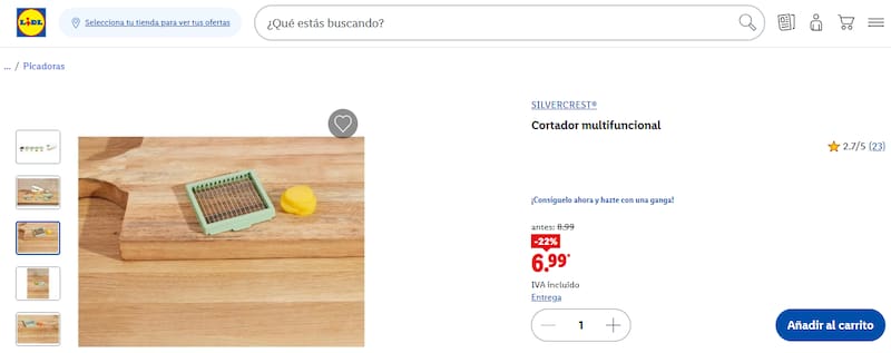 Este nuevo producto de Lidl corta los alimentos de hasta 6 formas distintas: en dados, juliana, rodajas o ralladuras finas uniformes.