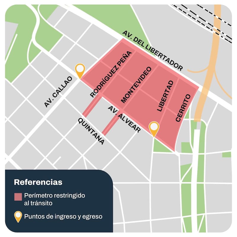 Cómo deben acceder los vecinos y trabajadores al perímetros de seguridad de la Nunciatura