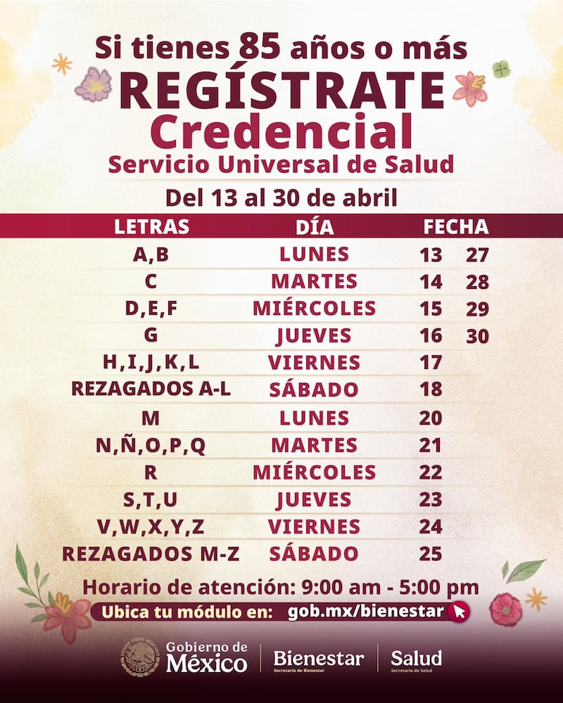 Atención beneficiarios del IMSS, ISSSTE, IMSS-Bienestar: estas personas deberán registrarse antes del 25 de abril o no recibirán beneficios.