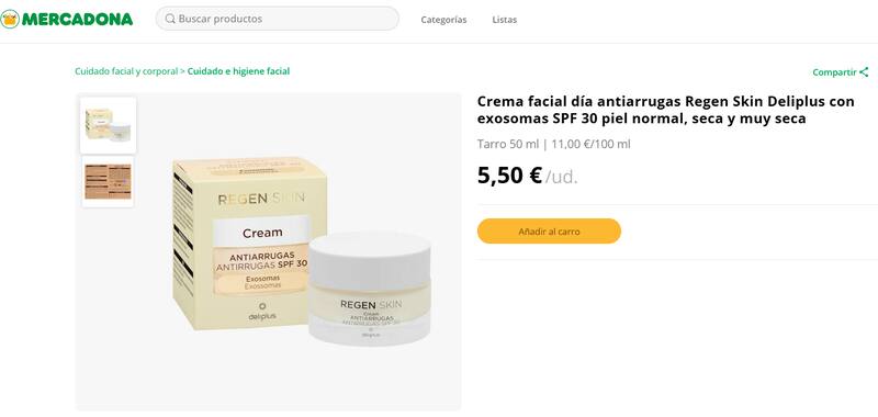 La crema antiarrugas de Deliplus se presenta en un tarro de 50 mililitros y tiene un precio de 5,50 euros por unidad.
