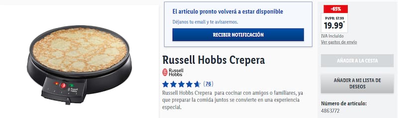 Lidl lanzó un electrodoméstico para preparar crepes en casa por menos de 20 euros.