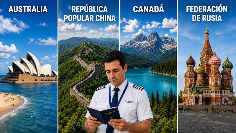 Visa para Australia, China, y Rusia, Canadá