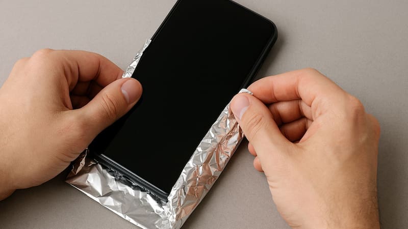Cubrir el celular con papel alumino