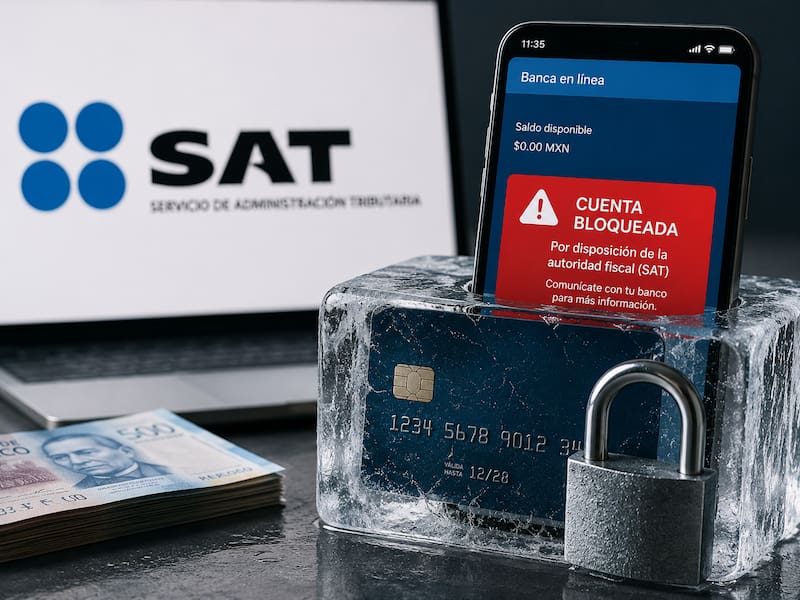 El SAT está legalmente facultado para ordenar el congelamiento de cuentas en cualquier institución financiera del país sin necesidad de una orden judicial previa. Fuente: ChatGPT