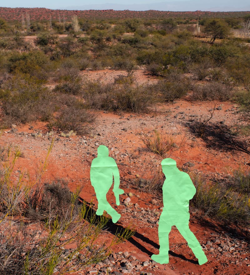 Karim Ayame, Espacios Sustraídos (Aterrizaje IX), 2026, fotografía intervenida en tela.