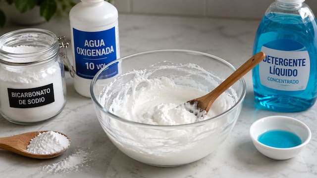 Mezclar agua oxigenada, bicarbonato y unas gotas de detergente: para qué sirve y por qué lo recomiendan