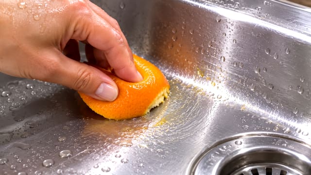 Frotar una cáscara de naranja sobre la pileta de acero inoxidable: para qué sirve y por qué lo recomiendan