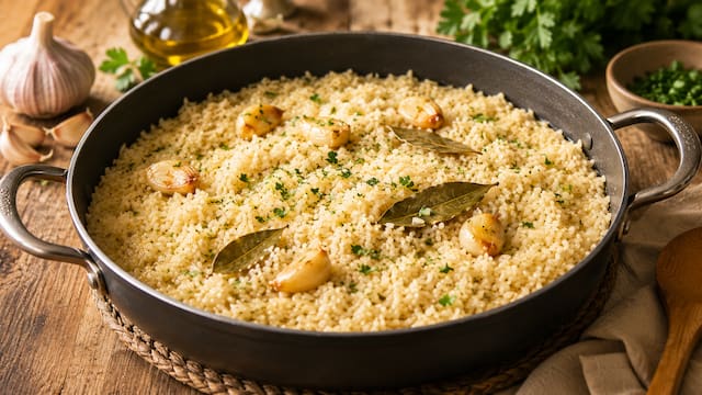 Adiós al arroz blanco: el truco de los chefs con ajo, laurel y caldo casero para elevar el sabor