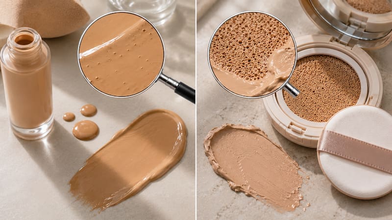 Aunque ambas están diseñadas para unificar el tono de la piel y cubrir imperfecciones, la base de maquillaje líquida y la base en crema ofrecen resultados diferentes.