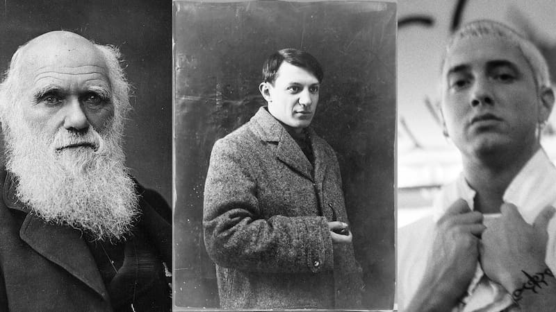 La conexión está en los extremos de la vida de Picasso: cuando nació, Darwin todavía estaba vivo; cuando murió, Eminem ya había nacido.