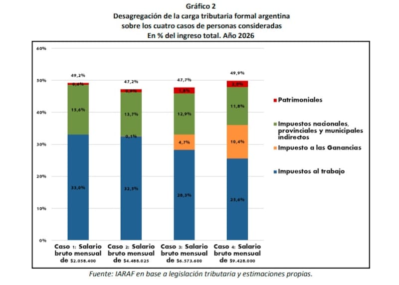 Desagregación de la carga tributaria formal (Fuente: IARAF)