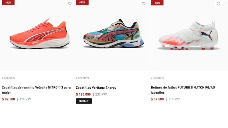 Puma combinó rebajas de hasta el 56% en calzado de moda y deportivo con la promoción acumulable de 3x2.