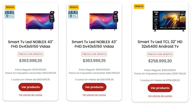 Descuentos televisores en Coto.