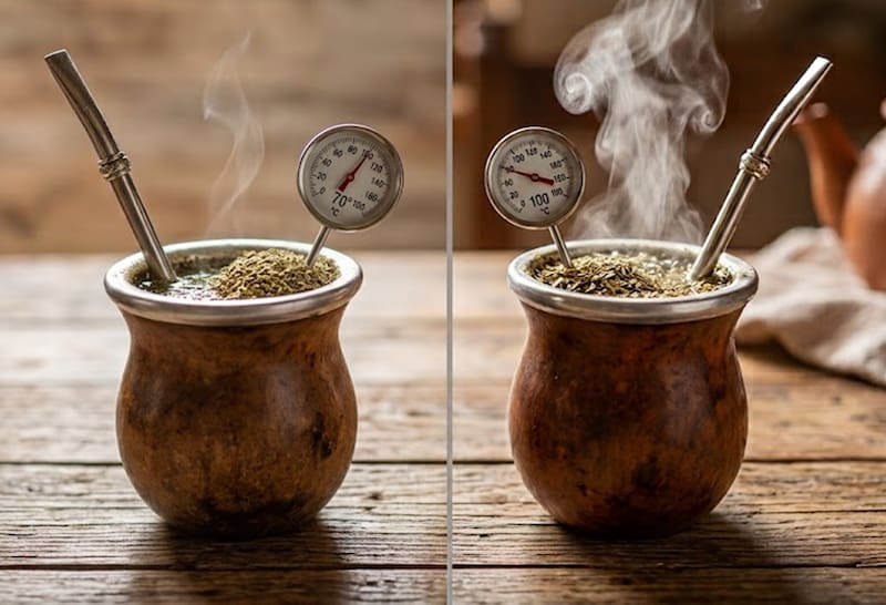 Diferencias entre la temperatura del mate.
