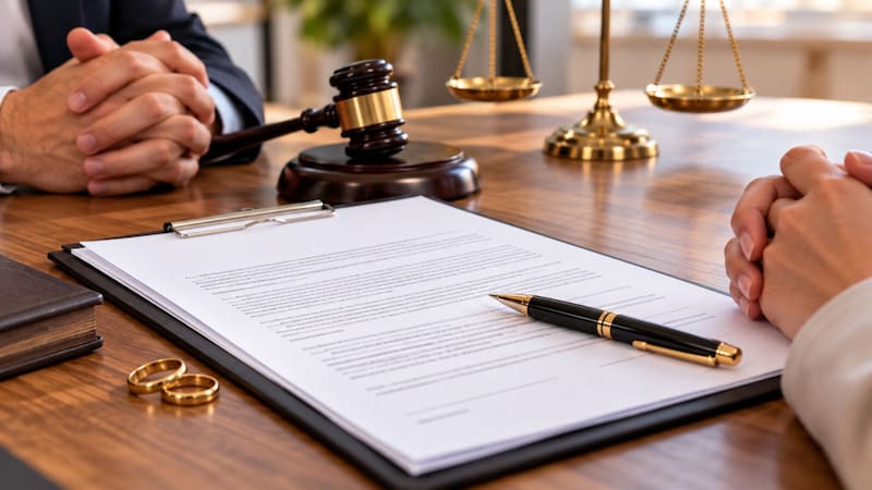 Matrimonio firmando el divorcio.
