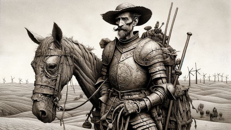 Así se imagina ChatGPT a Don Quijote de la Mancha, el popular personaje de la novela más grande que ha dado el idioma español. (Imagen: ChatGPT/DALL-E)