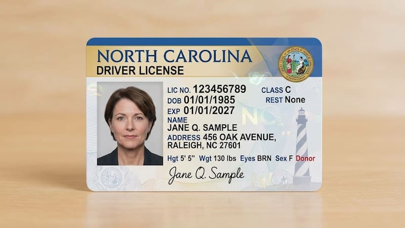 Driver's License from North Carolina