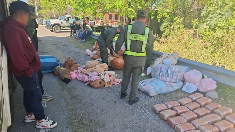 La mujer transportaba droga en peluches.